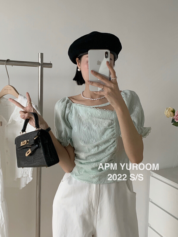 goods in stock! New in early summer! [APM yuroom] new sweet temperament pleated blouse 22169# LSL