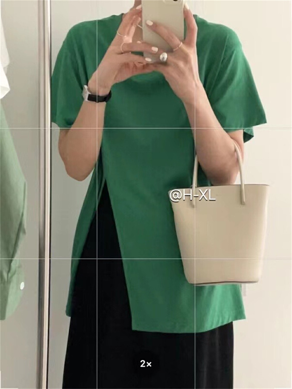 New in early summer! 【40】 Clean round neck slit short sleeve T-shirt 3269# XYY