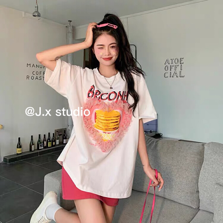 [JX] Korean Hamburg love heavy industry short sleeve T-shirt (only selling short sleeves) 1521\wtt