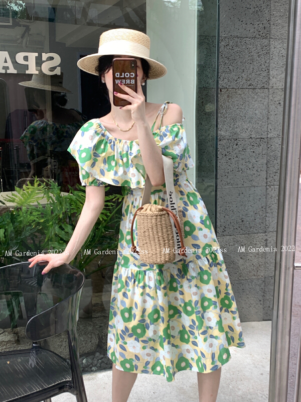 [neeko] floral waist closing versatile dress 3566# PCZ