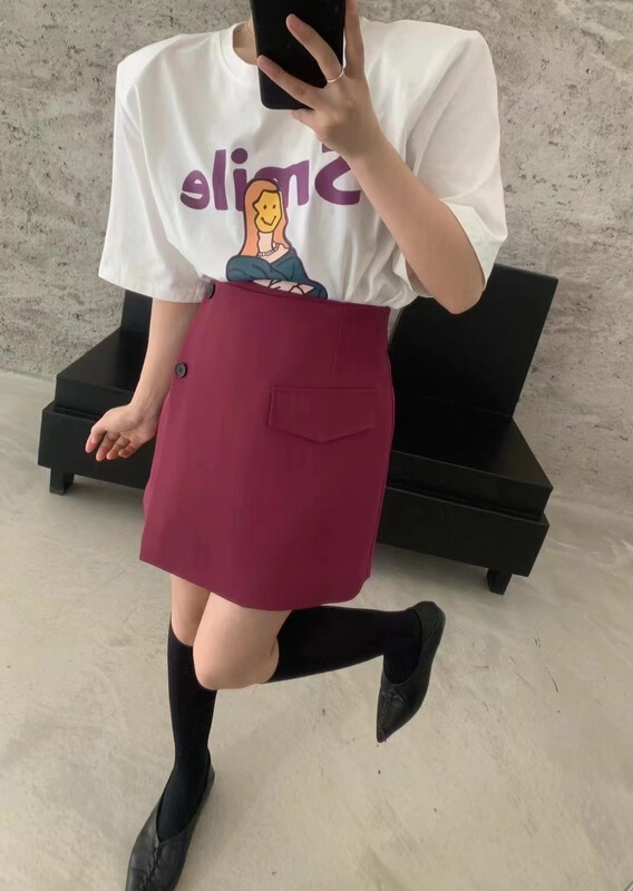 New in early summer! [OIT] simple single breasted short style suit skirt 9018# HBx