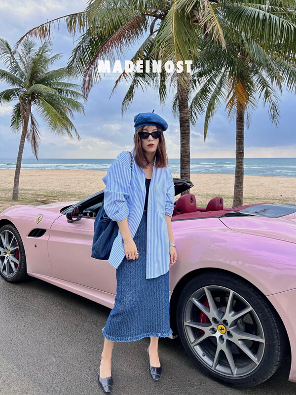 早春上新!【歐莎MADEINOST】時尚寬鬆條紋襯衫  86036#  LL