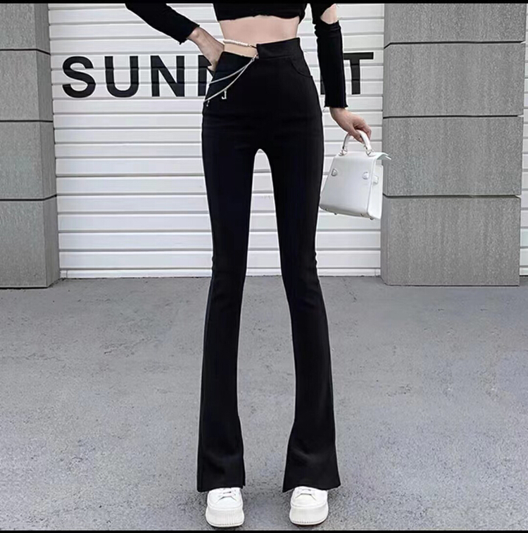 New year in early spring! [FF. Studio] slim casual wide leg trousers (with chain) 2369# ozq