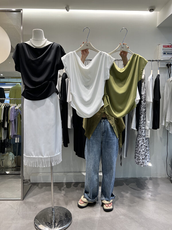 [TA] simple temperament, one line collar Pullover blouse a10962# ll