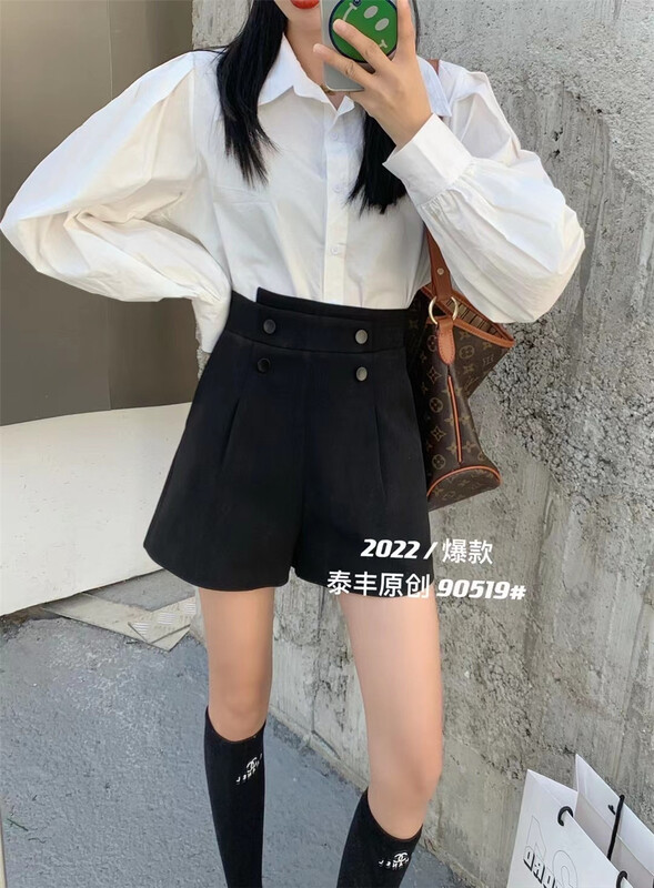 [Taifeng] slim high waist comfortable casual shorts 90519# L