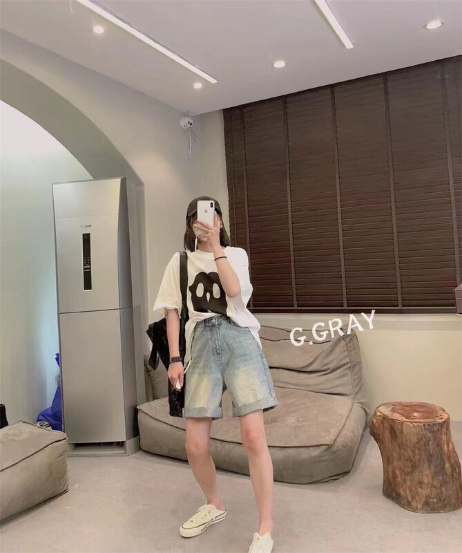 [Xiaodong home] Korean print Pullover short sleeve T-shirt 30131# L