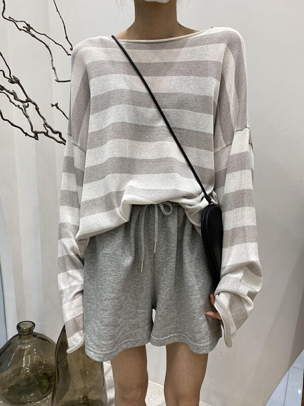 New year in early spring! [Bu class] Korean loose and versatile stripe long sleeve T-shirt 14149# zxl