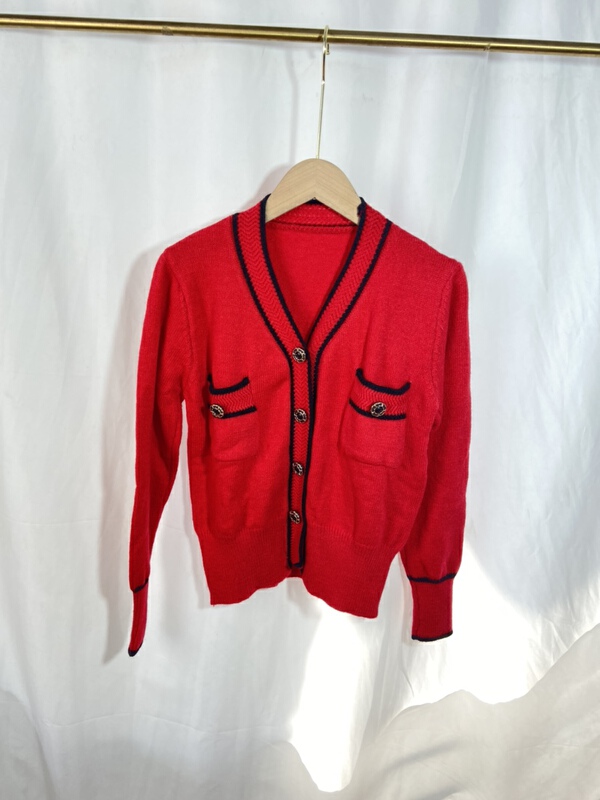 New in early summer! [yspy store] color blocking age reducing fashion knitted cardigan ys2-755# Cl