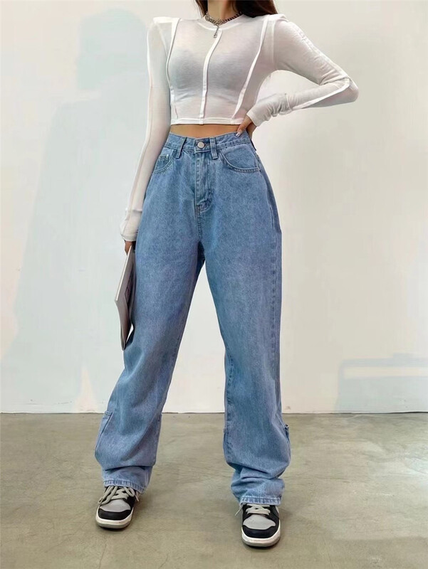 [clothes and jeans] Korean casual versatile high waist and wide leg jeans ys1-3989# hjy