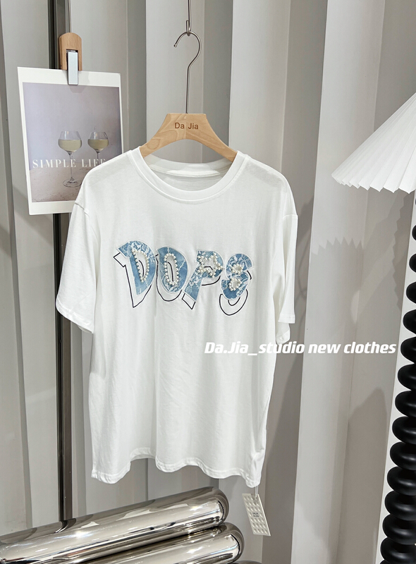 [Dajia] pearl loose short sleeve T-shirt 22318# CLS