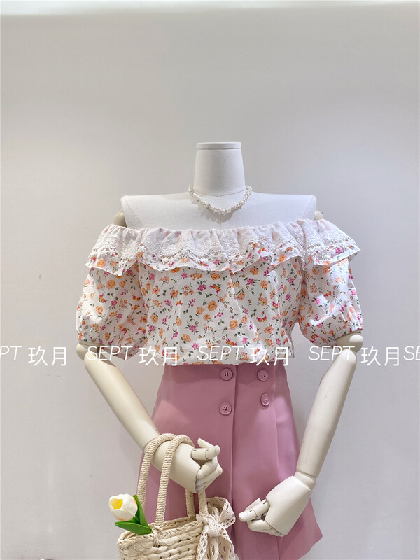 [set] shoulder Style Floral fresh blouse 2022# zxx