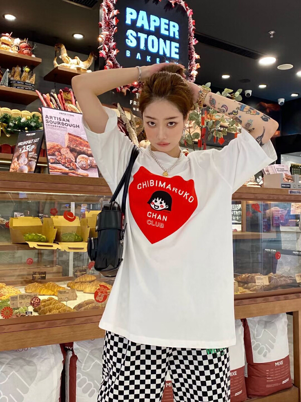 [Nancy] cherry ball letter printed short sleeve T-shirt q6136# WPL