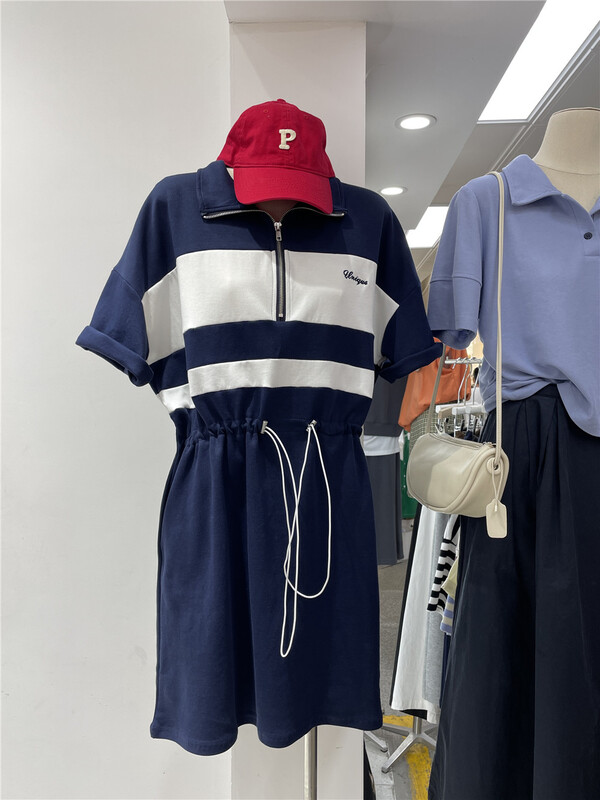 Live 78! [Miss Jia] Korean Polo neck drawstring dress 6653# XYY