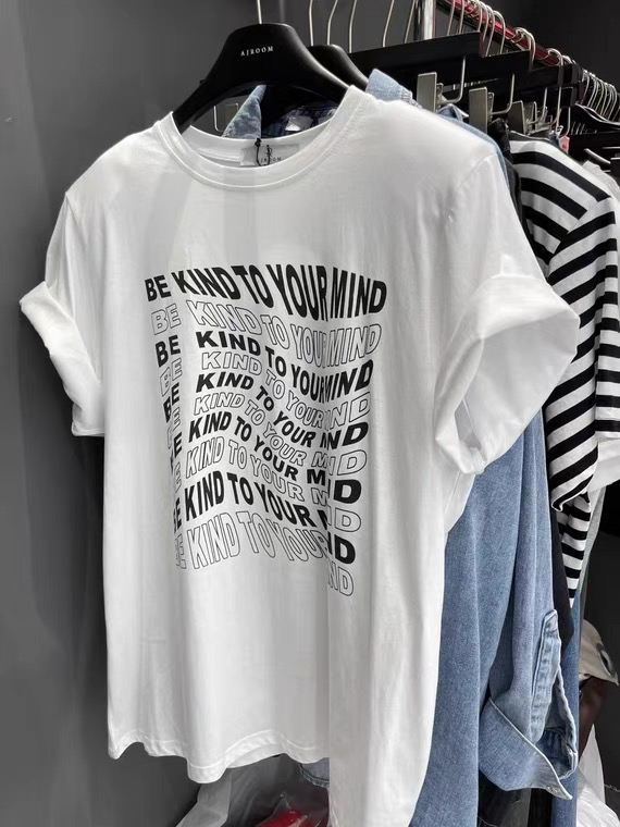 [DL] lettered print Pullover short sleeve T-shirt 8596# WTT