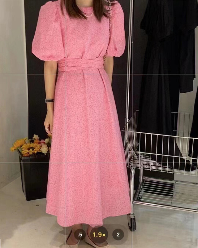 [bestie] Korean lady round neck bubble sleeve dress 1332# hjy