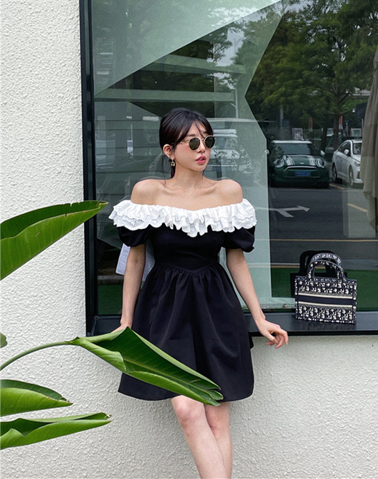 [angelyue] stitching design Vintage Dress wly6396# LSL