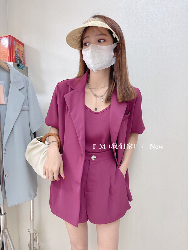 [I'm] stylish suit + solid color suspender inside + casual shorts suit (suit only) 8085# cqw