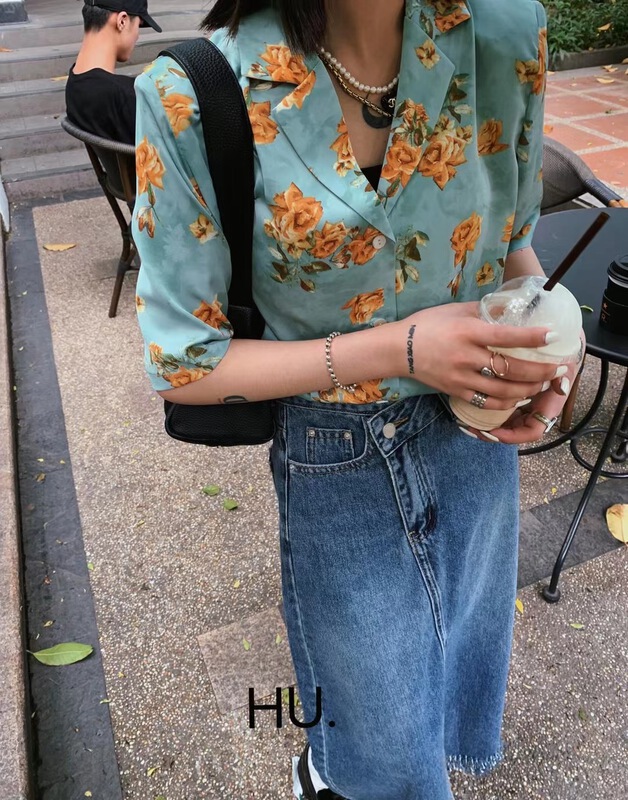 【HU.】 Printed port style comfortable shirt 2279# cqw