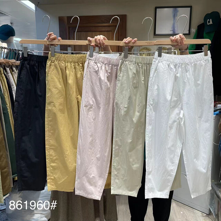 初夏上新！【織品】日系休閒鬆緊腰百搭休閒褲  861960#  XYY
