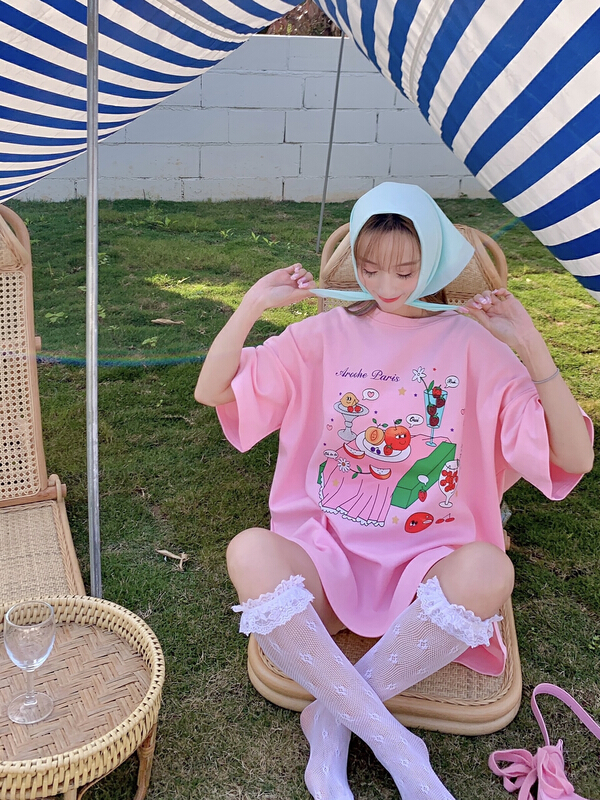 New in early summer! [love] crew neck loose print short sleeve T-shirt 869# WTT