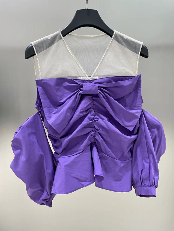 New in early summer! [laga] niche design V-neck color matching shirt s1513# JJ