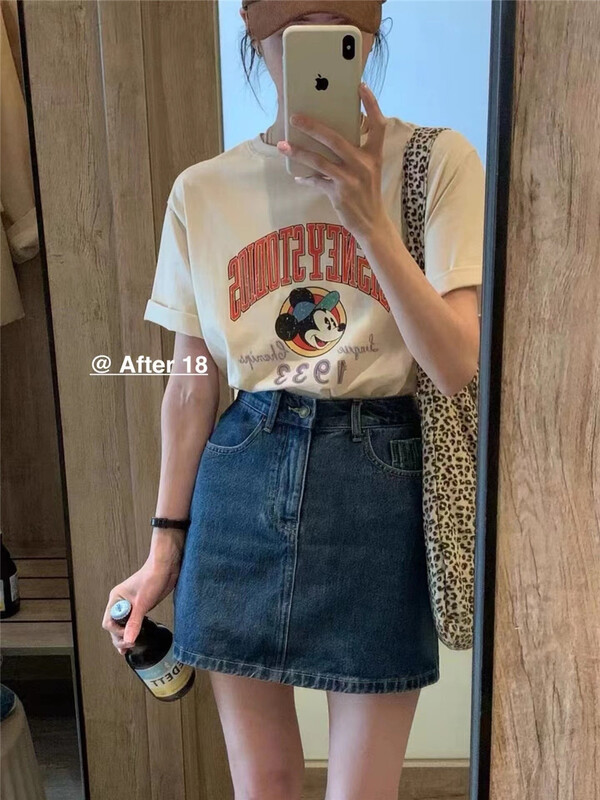 [after 18] Korean casual slim denim skirt (excluding short sleeves) b236# ZSY