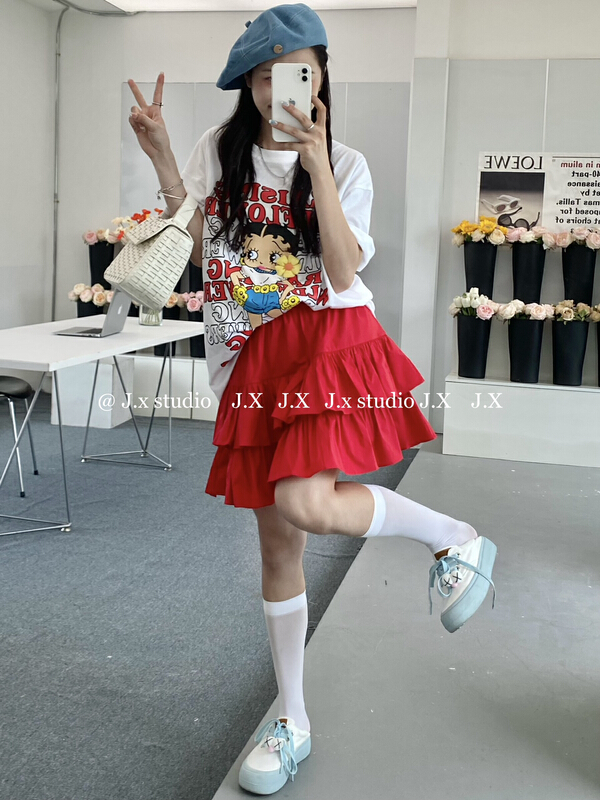 [JX] Korean cartoon loose short sleeve T-shirt 1079# WTT