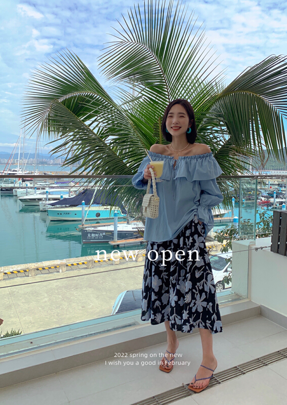 New year in early spring! [new open] one shoulder sweet wind loose Korean shirt hy22028# zxl