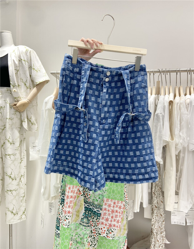 New in early summer! [nnbaby] Korean fashion check strap pants xy075# CLS