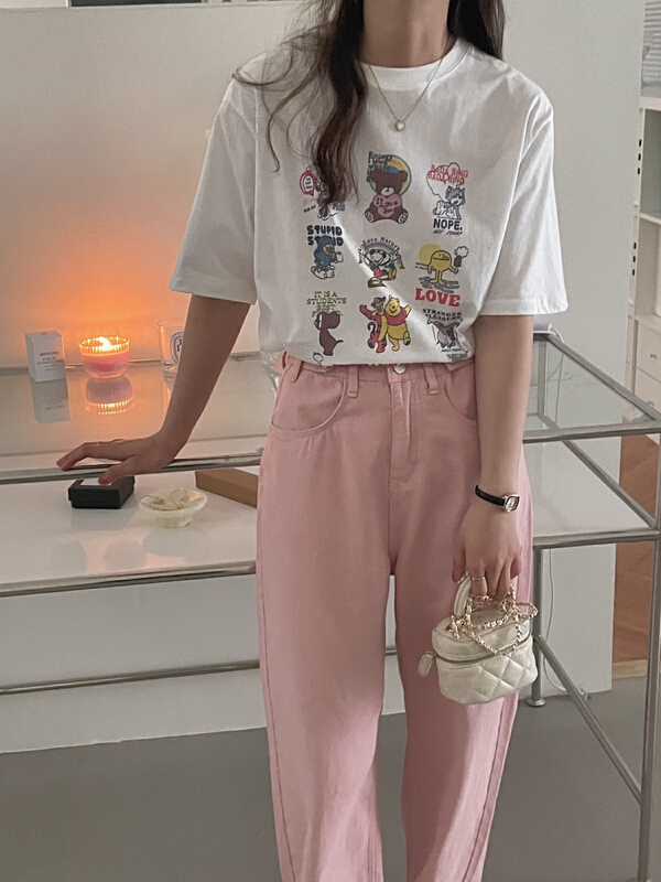 goods in stock! New in early summer! [love] casual and versatile fun cartoon printed short sleeve T-shirt z0868# HBx