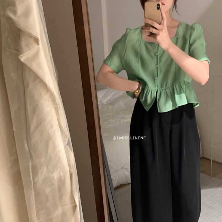 New in early summer! [Imiss] Fang Ling lady Korean gentle style small shirt cx3309# LSW
