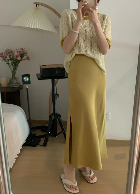 [sunshine] Korean slim fit solid color skirt 9523# cqw