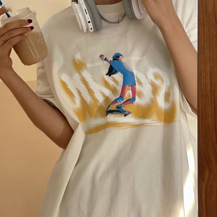 New year in early spring! [lab eeda] American retro alphabet printed couple short sleeve T-shirt 2873# ozq