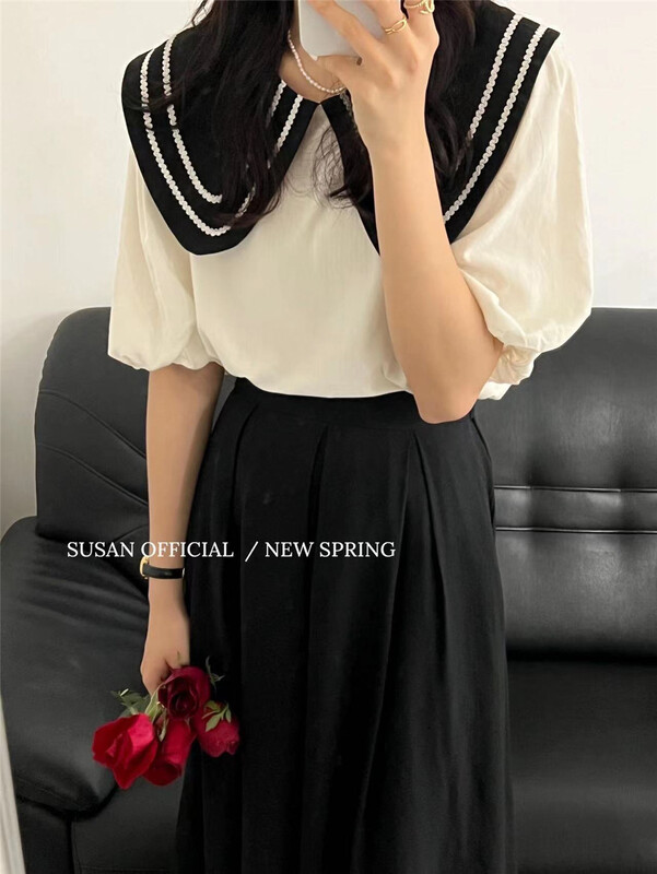 New in early summer! [Susan] baby collar age reducing versatile slim shirt 1680# LSW