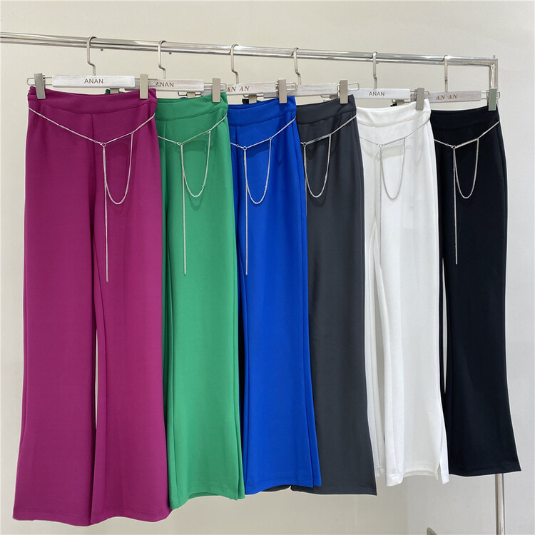 goods in stock! [Anan] Korean versatile high waist clear color trousers (with belt) 20395# zxx