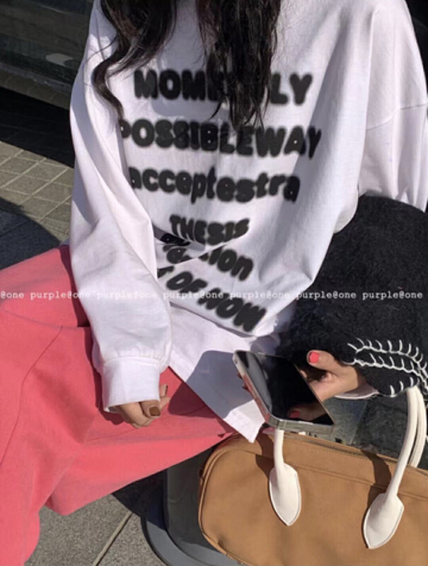 New year in early spring! [numbersix] crew neck lettered retro trend long sleeve T-shirt a7933# LSW