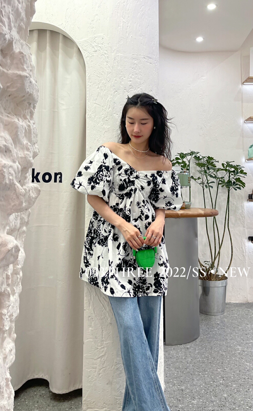 [033there] floral crimp Pullover dress 8101-1# ozq