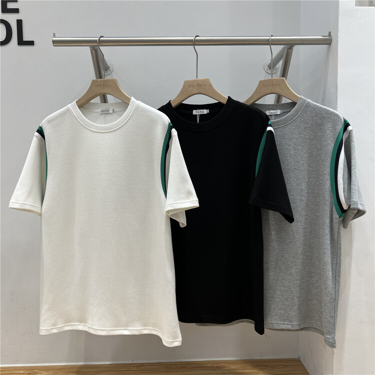 [the pool] Korean versatile color matching short sleeve T-shirt 2245# ZZL