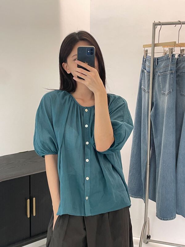 [clean space] Korean style simple temperament versatile soft blouse 27815# CLS