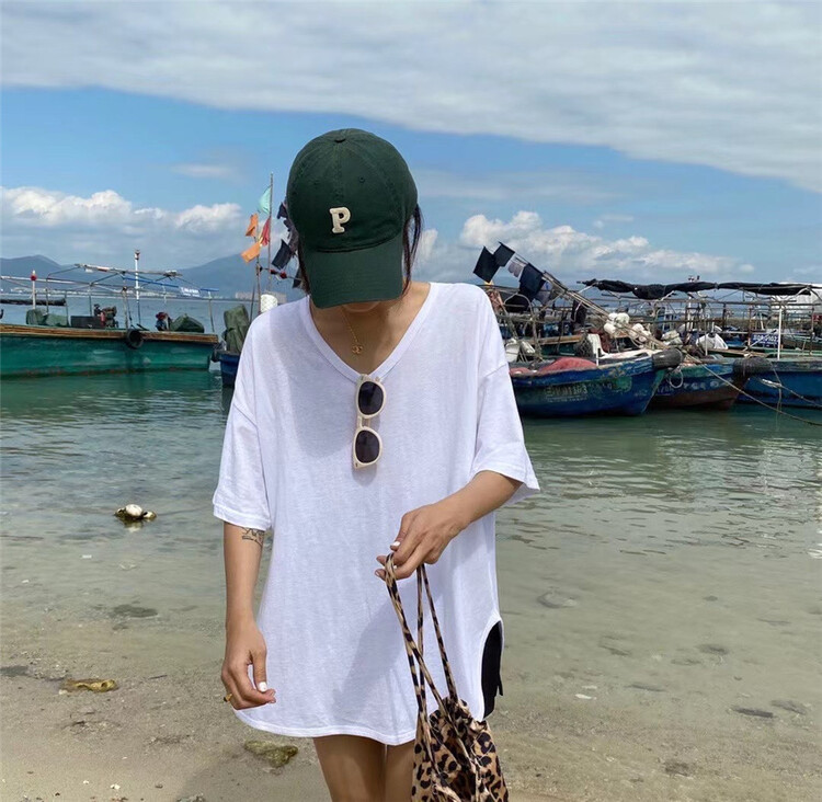 New year in early spring! [one seven] Korean basic hem U-shaped short sleeve T-shirt (T-shirt only) t6193# LSL