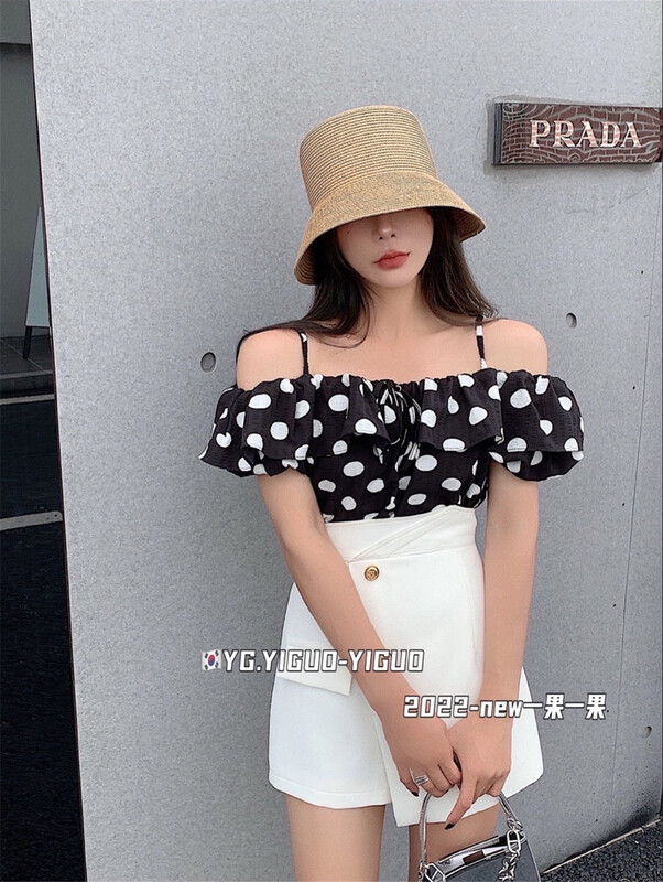 [yiguoyiguo] Sling Shoulder wave point small shirt 3813# PCZ