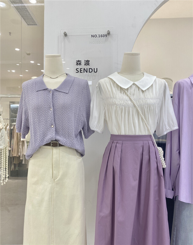 goods in stock! New in early summer! [sendu] Korean Short Sleeved breasted simple sweater 81238# zxx