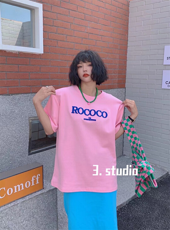 New in early summer! [3. Studio] personalized round neck letter versatile short sleeve T-shirt 22314# XYY