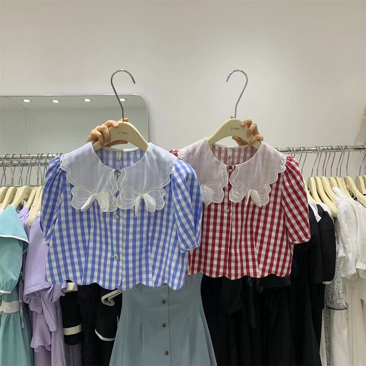 [u.me] Korean Ladies' Plaid short shirt 57973# hjy