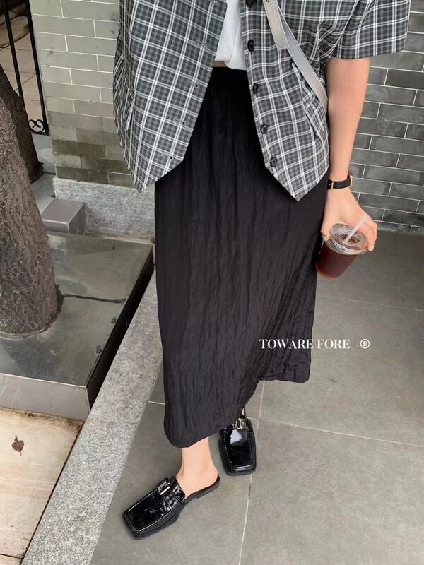 New in early summer! [road front] elastic waist, slim and versatile skirt w6107# zxl
