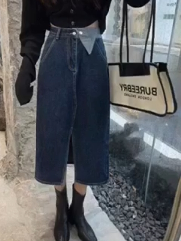 New in early summer! [hey & Momo] front slit style versatile fashion skirt 2299# ll