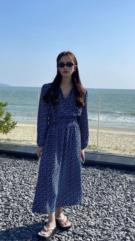 [blooming's] temperament broken flower loose and thin dress 6812# cqw