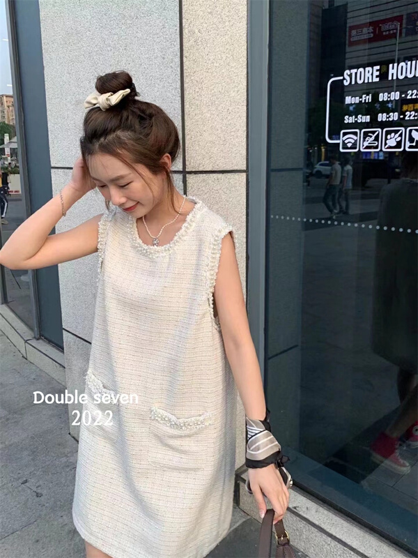 [double seven] Korean slim round neck dress 28380# zxx