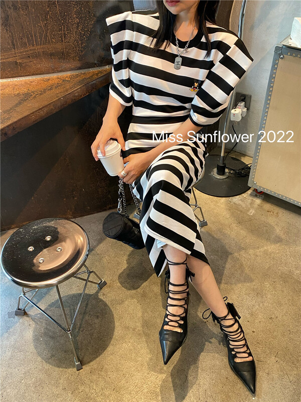 [miss sunflower] round neck temperament, open waist design dress (only dresses) 5880# ozq