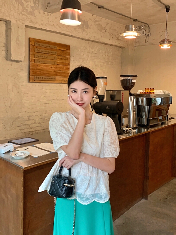 [baby] Korean heavy industry jacquard Tencel blouse 8621# WTT